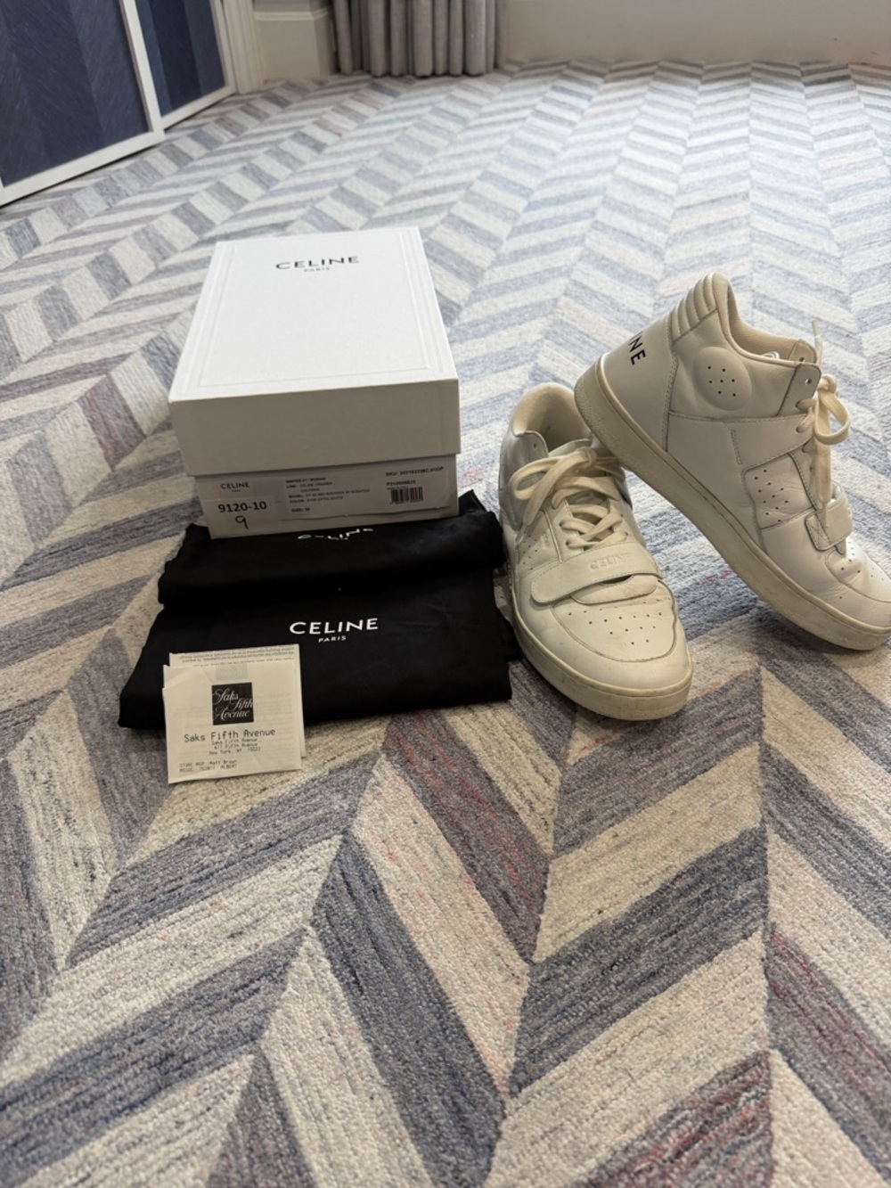 Celine trainer calfskin  CT-02 mid sneaker optic white